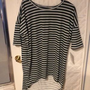 Lularoe Irma L green and white striped NWT